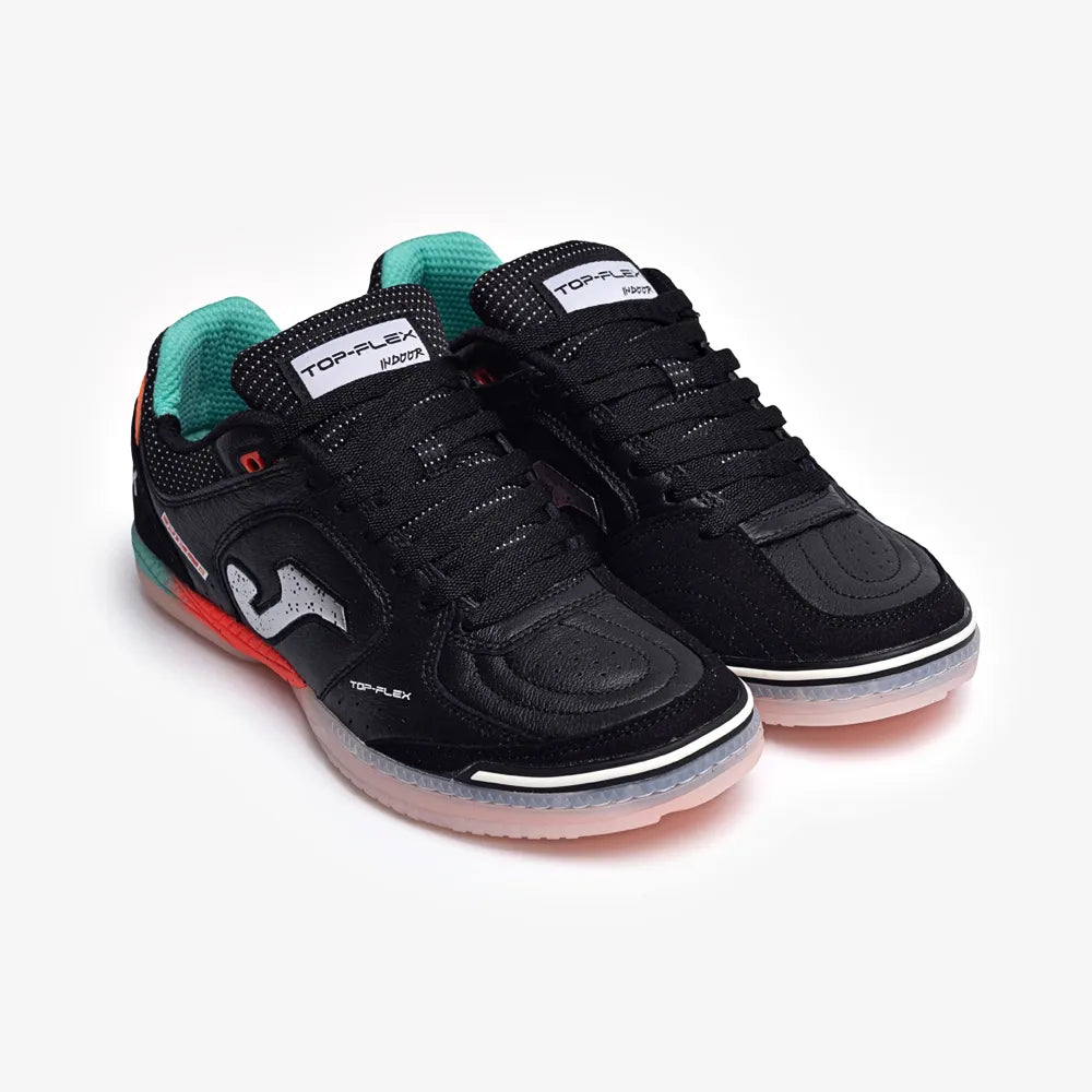 Chuteira de Futsal Joma Top Flex Masculina Preto e Coral