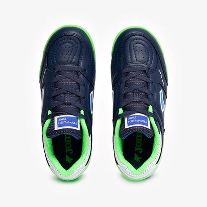 Chuteira de Society Joma Top Flex Infantil Azul Marinho e Verde