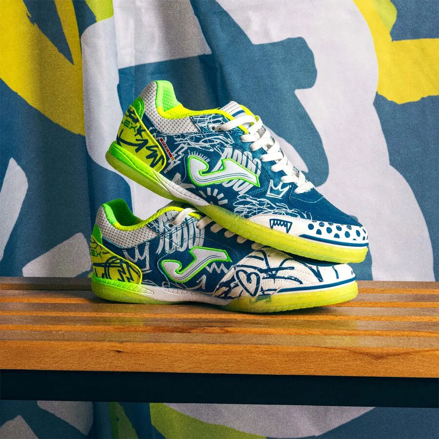 Chuteira de Futsal Joma Top Flex Pito Masculino Azul e Verde